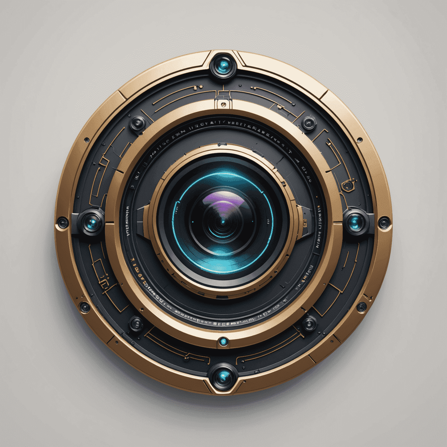VictoryArenaBets Logo - A futuristic, sleek design incorporating a camera lens and AI circuit patterns
